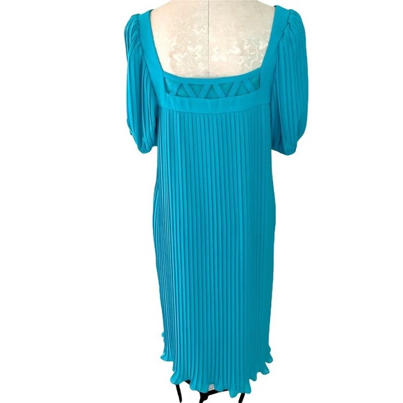 Michael Maiello For Pat Richards Pleated Dress Vintage Polyester Puff Sleeve - Picture 2 of 8